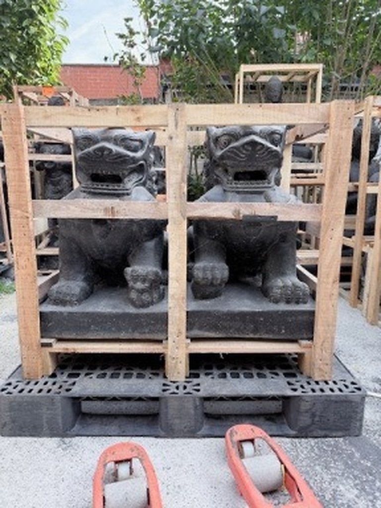 Temple Lion (set) – 75 cm – Casting stone – 75 x 59 x 49cm, Ophalen, Nieuw, Steen, Overige typen