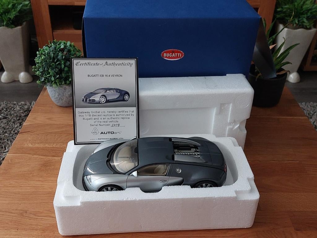 Autoart 70902 1/18 Bugatti EB 16.4 Veyron Grey Grey, Hobby en Vrije tijd, Ophalen of Verzenden, Zo goed als nieuw, Auto, Autoart