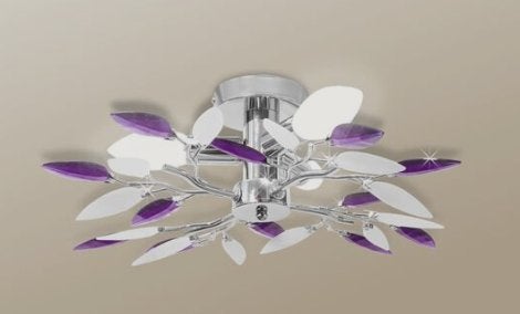 Paarse plafondlamp, Huis en Inrichting, Overige stijlen, E14 (klein), Paars, Ophalen of Verzenden