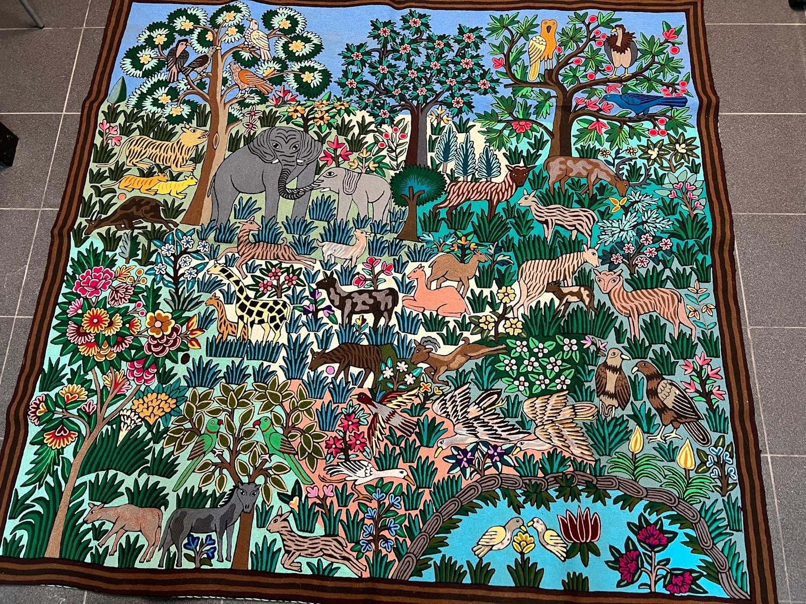 Uniek Wandkleed Handgemaakt in Burkina Faso 200 x 200 cm, 100 tot 150 cm, Geel, Ophalen of Verzenden, Zo goed als nieuw