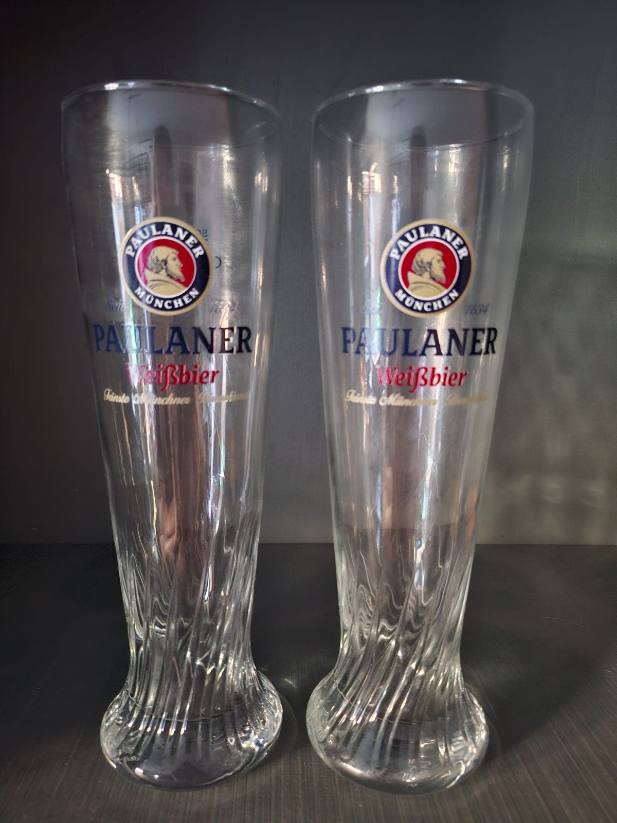 Paulaner bierglazen 50 cl (2 stuks), Ophalen of Verzenden, Zo goed als nieuw, Bierglas