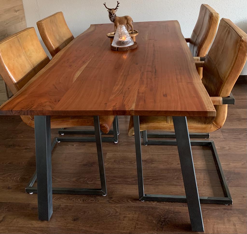 Nette Boomstamtafel (Hout), Huis en Inrichting, Tafels | Eettafels, Gebruikt, 150 tot 200 cm, Industrieel, Rechthoekig
