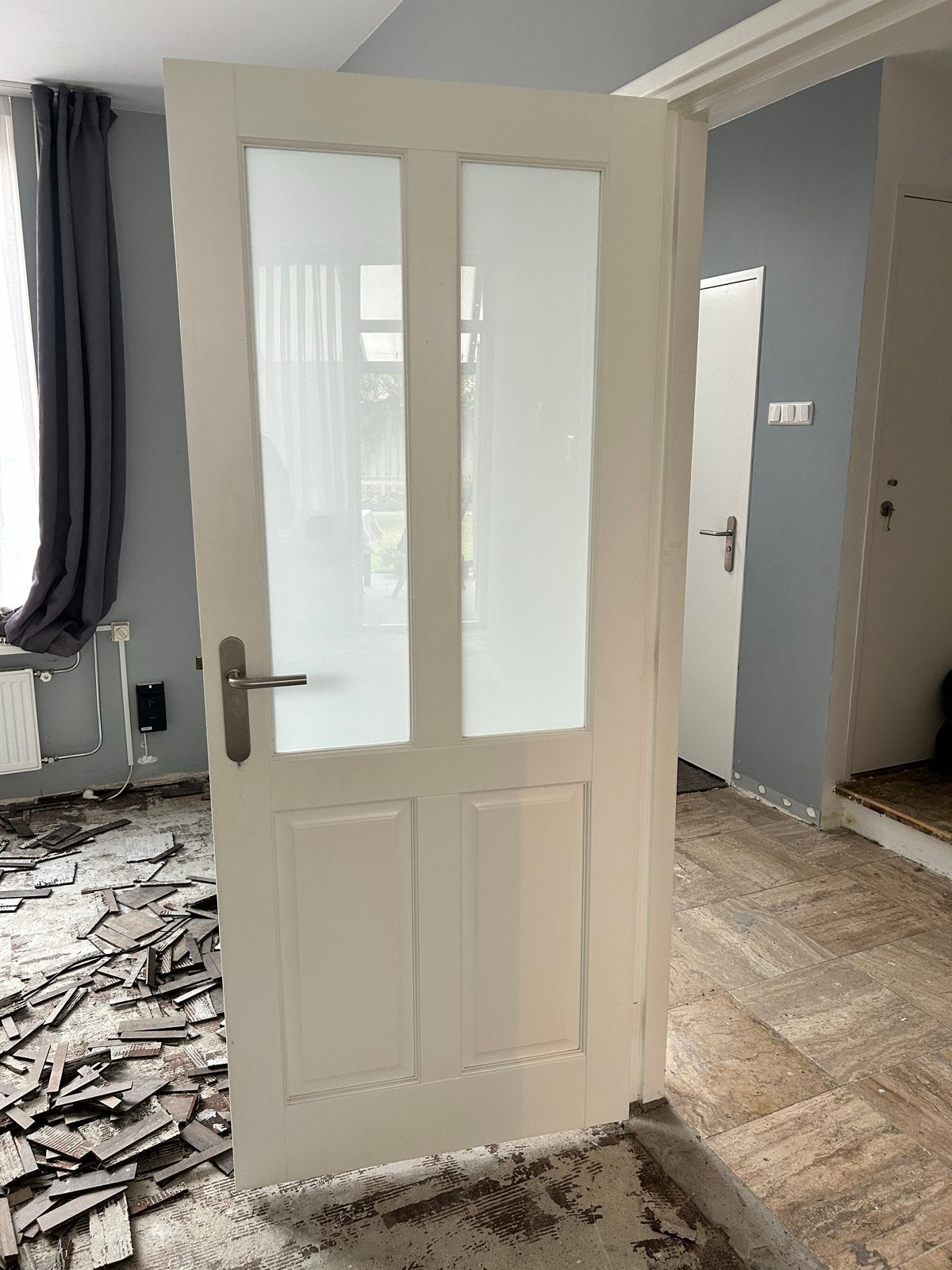 Binnendeur met glas 82,5x200cm, Doe-het-zelf en Verbouw, Deuren en Horren, Ophalen, Gebruikt, 80 tot 100 cm, Binnendeur