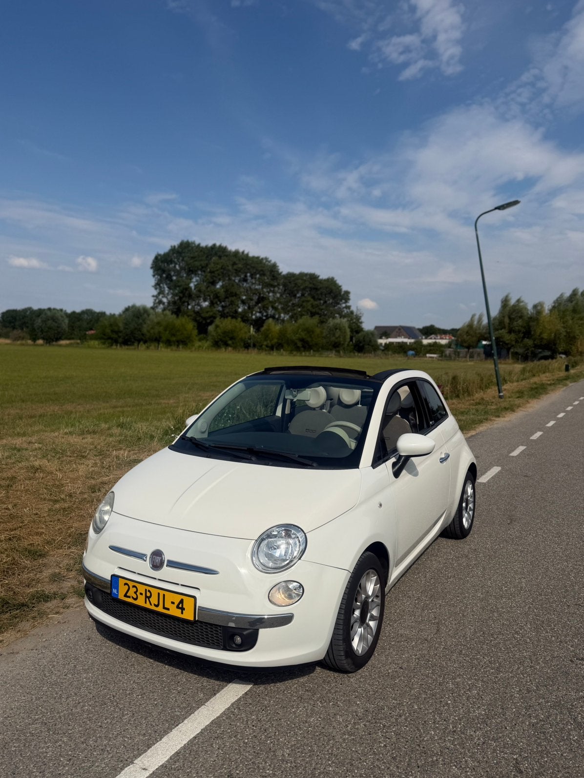 Fiat 500 0.9 Twinair CABRIOLET TOPPER, Auto's, Fiat, 31 €/maand, Leder en Stof, Wit, Origineel Nederlands