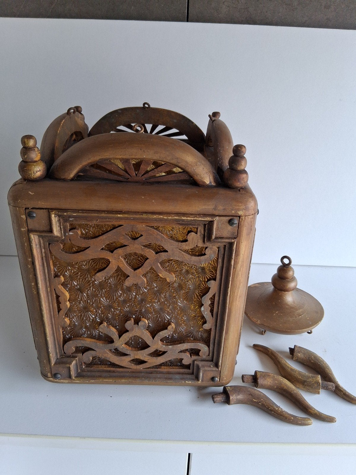 Antieke Chinese Paleislantaarn - Hout & Geperst Glas, Verzenden