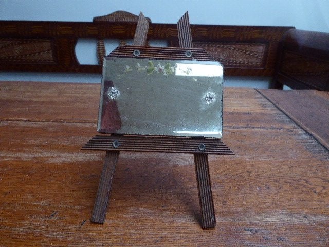 Art deco houten paletje met spiegeltje, Antiek en Kunst, Ophalen of Verzenden