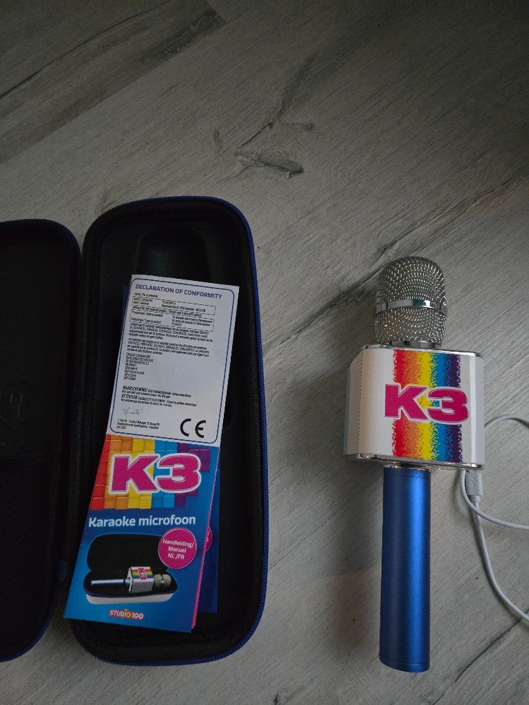 K3 Karaoke Microfoon  Met Hoes, oplaadkabel zgan, Ophalen, Zo goed als nieuw, Microfoon(s)
