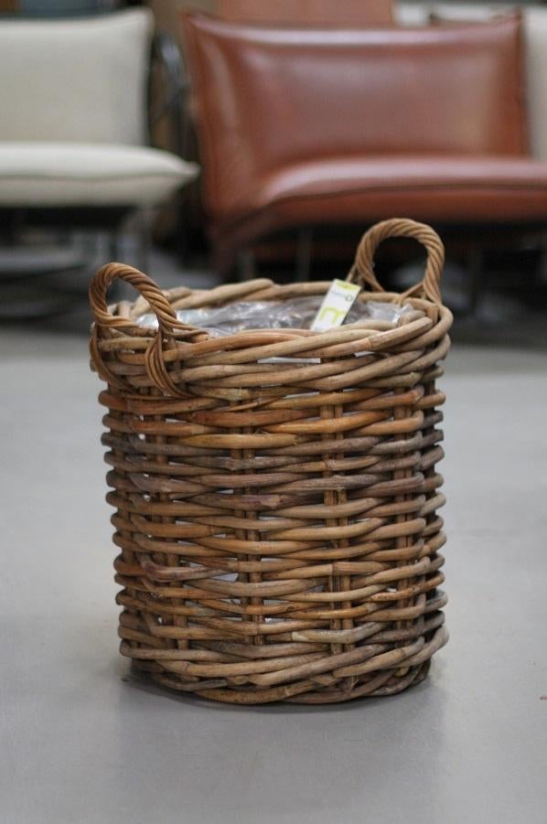 Grove rieten rotan manden bloempotten houtmand Ø45 cm., Huis en Inrichting, Woonaccessoires | Schalen en Manden, Mand, Rond, Nieuw