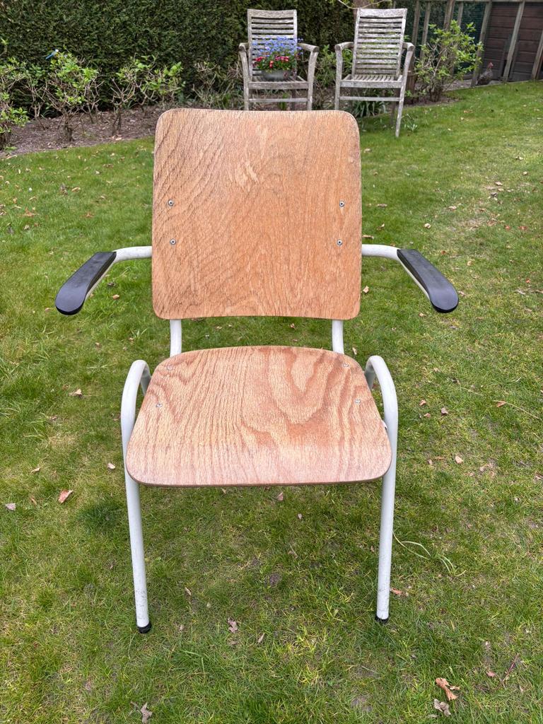 8x Vintage Schoolstoelen - 4 met leuning, 4 zonder, Antiek en Kunst, Ophalen