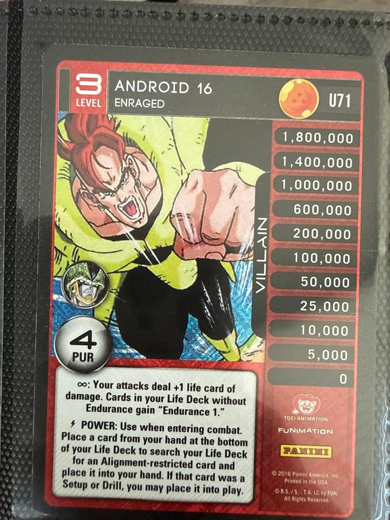 Dragon Ball Super Card Game Android 16 Enraged U71, Ophalen of Verzenden, Zo goed als nieuw, Losse kaart
