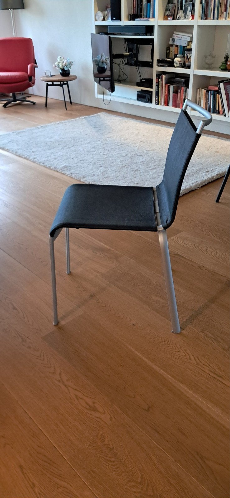 4 eetkamer stoelen naar Italiaans design,  netweave bekl., Ophalen, Zwart, Design, Zo goed als nieuw
