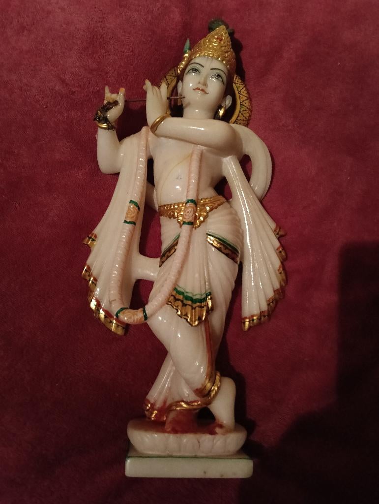 Marmeren Krishna Beeld, Antiek en Kunst, Ophalen, 20 - 50 cm, Beeld, Azië