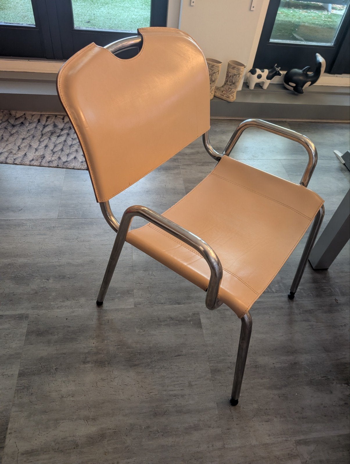 6 Zanotta stoelen - Italiaans design, Leer en metaal, Huis en Inrichting, Stoelen, Overige kleuren, Modern, Italiaans design, Ophalen of Verzenden