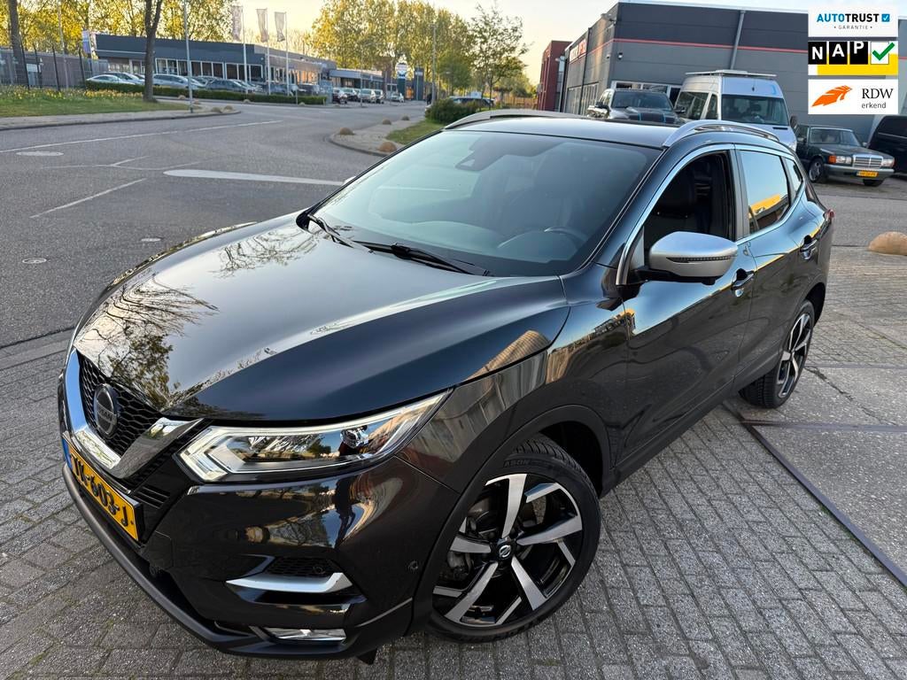 Nissan Qashqai 1.2 16V TEKNA+ AUT PANO LEER 360CAM MEMORY VO, Lichtsensor, Gebruikt, 4 cilinders, Met garantie (alle)