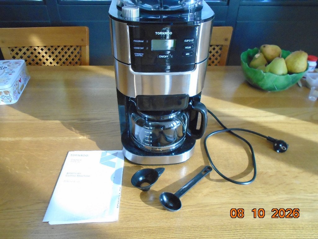 koffiezetapparaat Tornado TCM-1025A-GS, Witgoed en Apparatuur, Ophalen, 10 kopjes of meer, Gemalen koffie, Koffiemachine