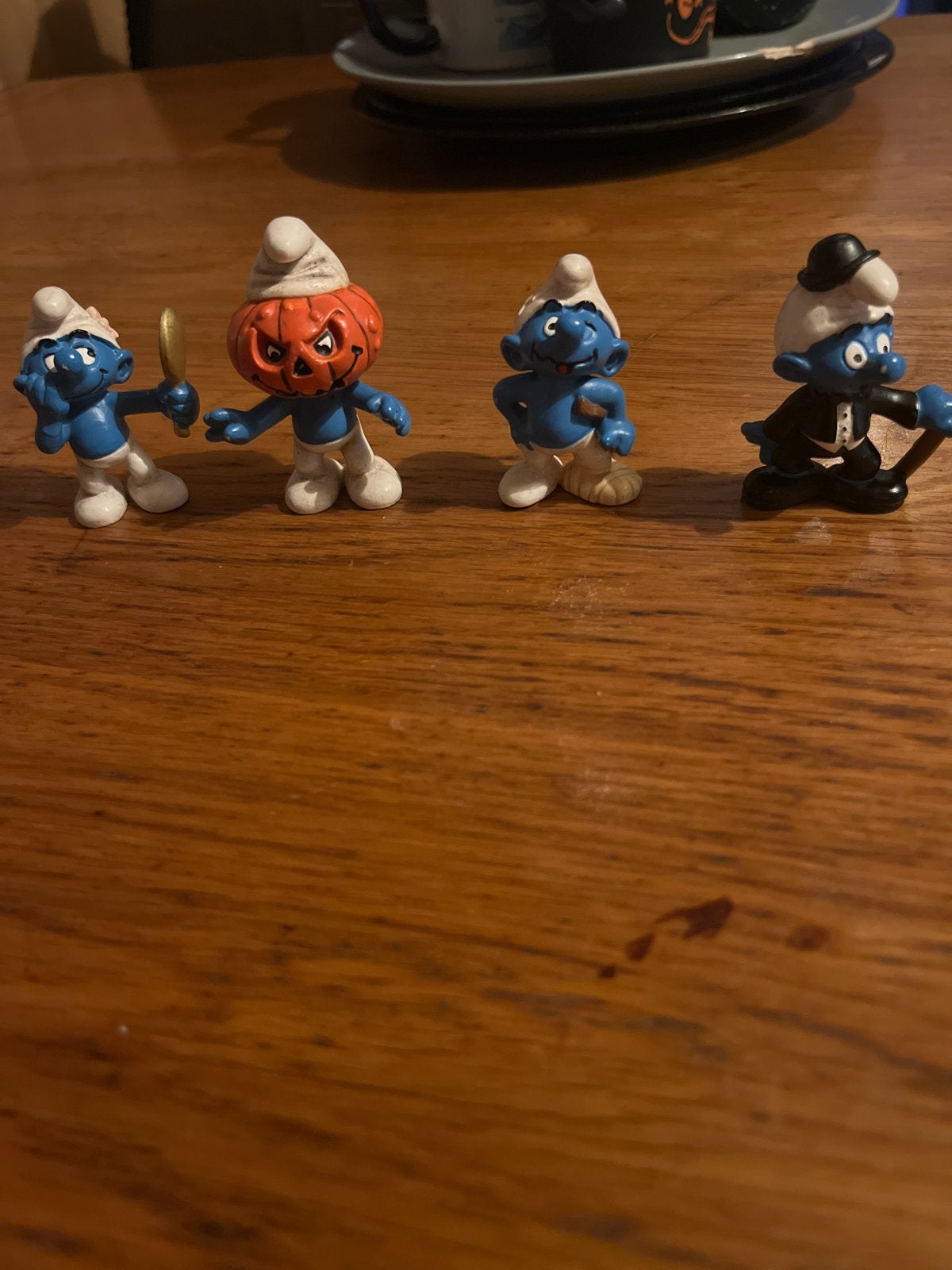 Set van 4 Smurfen beeldjes - Vintage verzamelobjecten, Verzamelen, Ophalen of Verzenden, Gebruikt