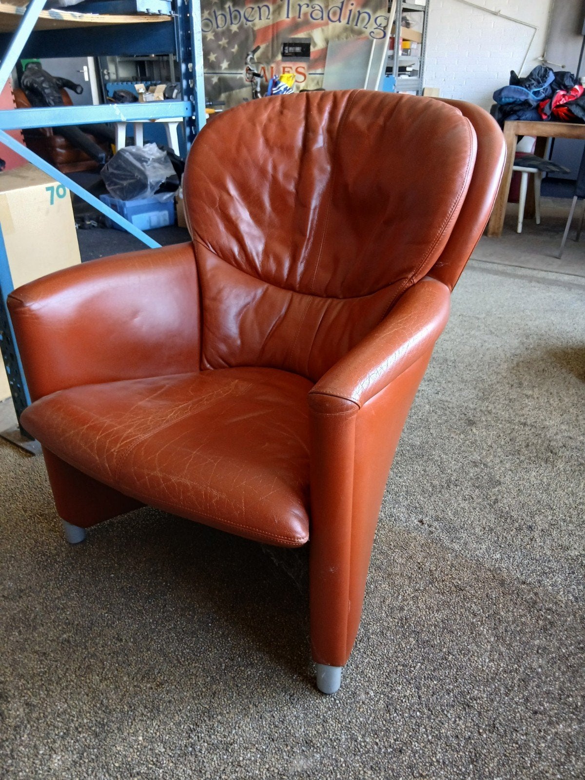 leolux excalibur en lederen fauteuil, Ophalen, Gebruikt, 50 tot 75 cm, Leer