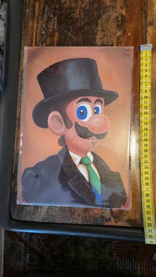 Metalen wandbord “Luigi”, Ophalen of Verzenden, Nieuw, Wandbord of Wandpaneel