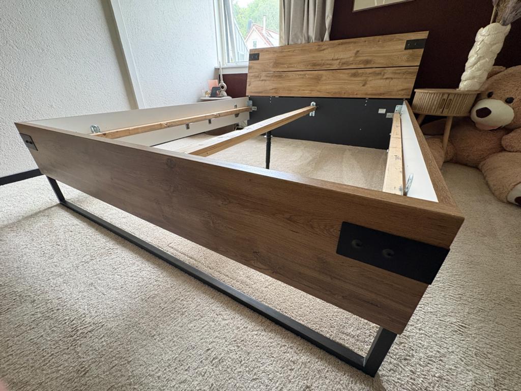 2 persoons bed 160 x 200 cm, Huis en Inrichting, Slaapkamer | Bedden, Ophalen, Gebruikt, Bruin, Tweepersoons