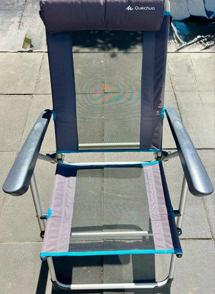2 verstelbare campingstoelen en verstelbare campingtafel, Ophalen, Gebruikt, Campingstoel