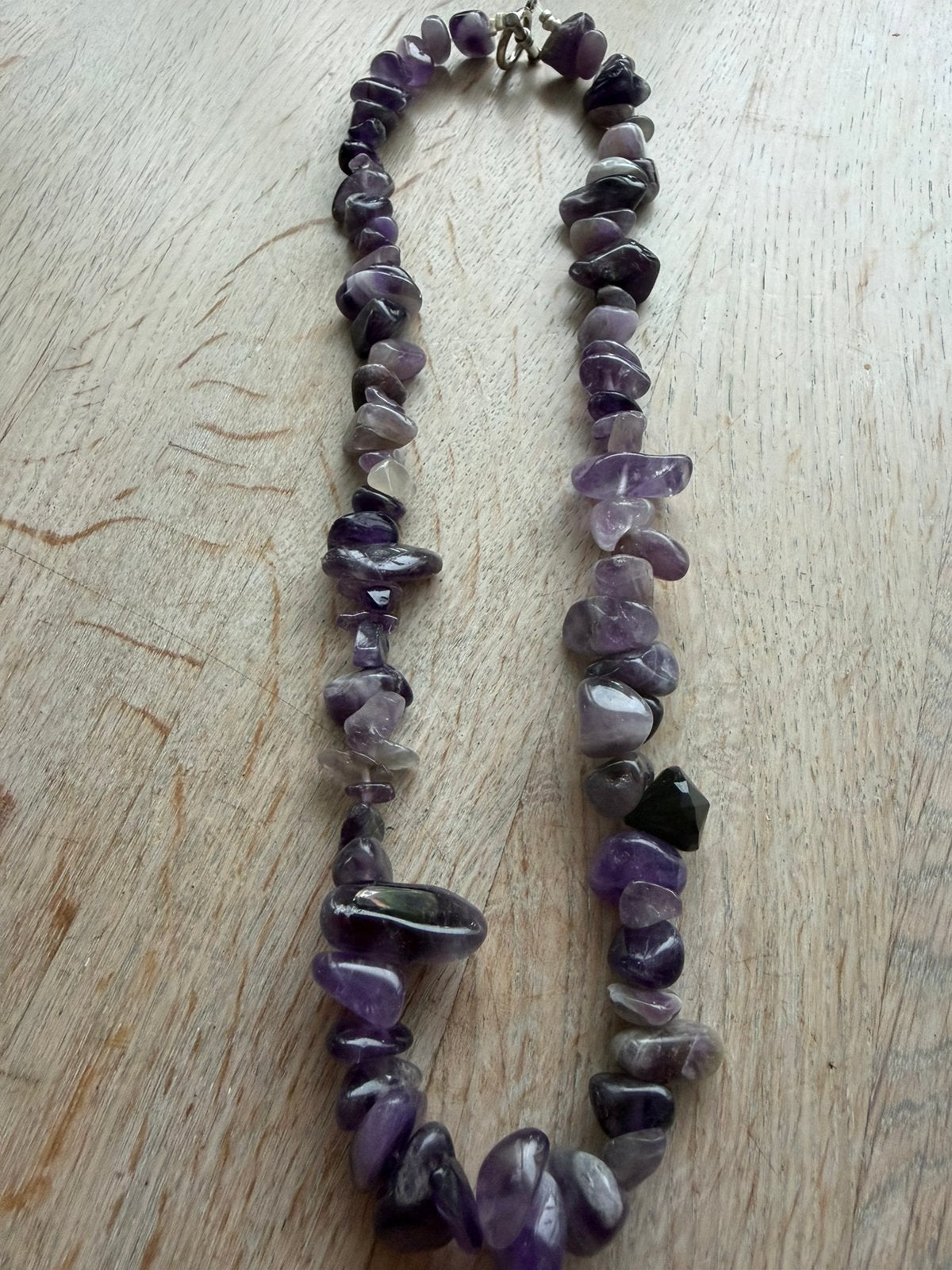 Amathyst natuursteen kralen ketting, Sieraden, Tassen en Uiterlijk, Kettingen, Ophalen of Verzenden, Zo goed als nieuw, Steen of Mineraal