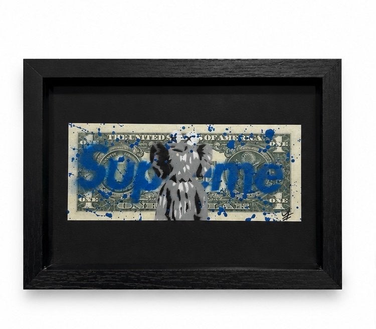 Supreme KAWS Dollar Art - Uniek Kunstwerk op Dollarbiljet, Ophalen