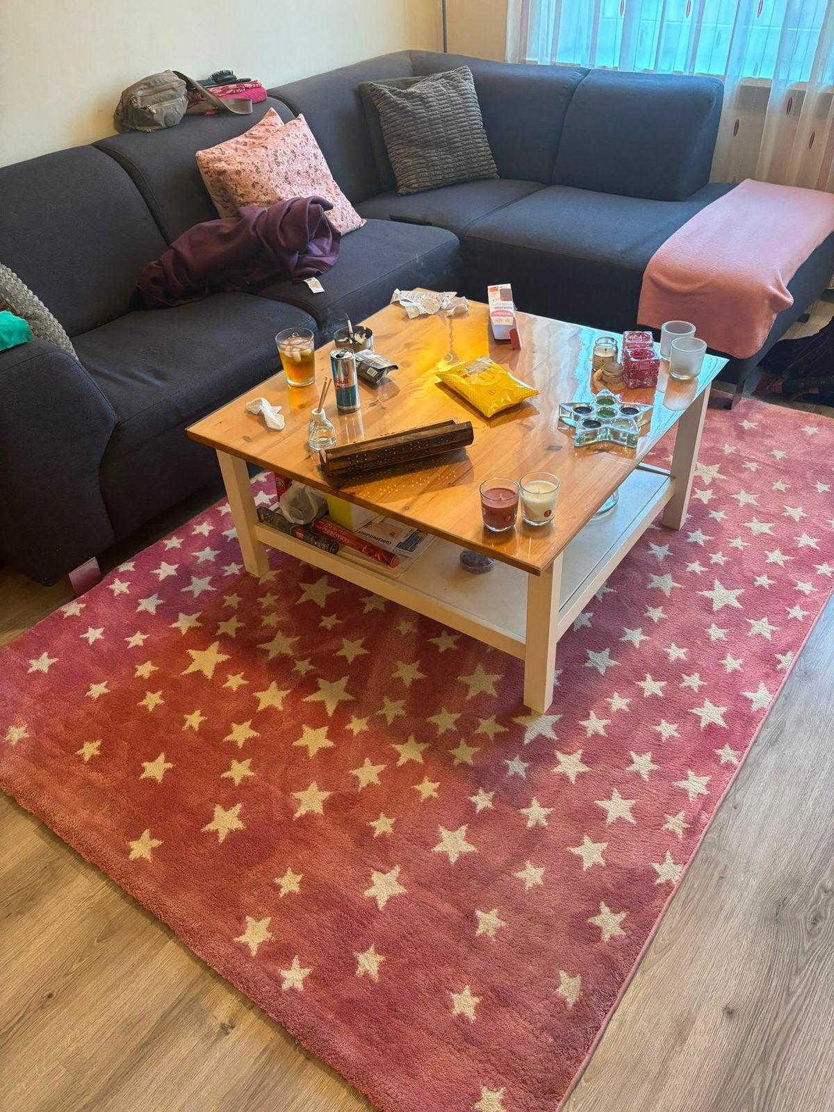 Roze tapijt met sterren 🟢, Ophalen of Verzenden, Zo goed als nieuw, Rechthoekig, 200 cm of meer