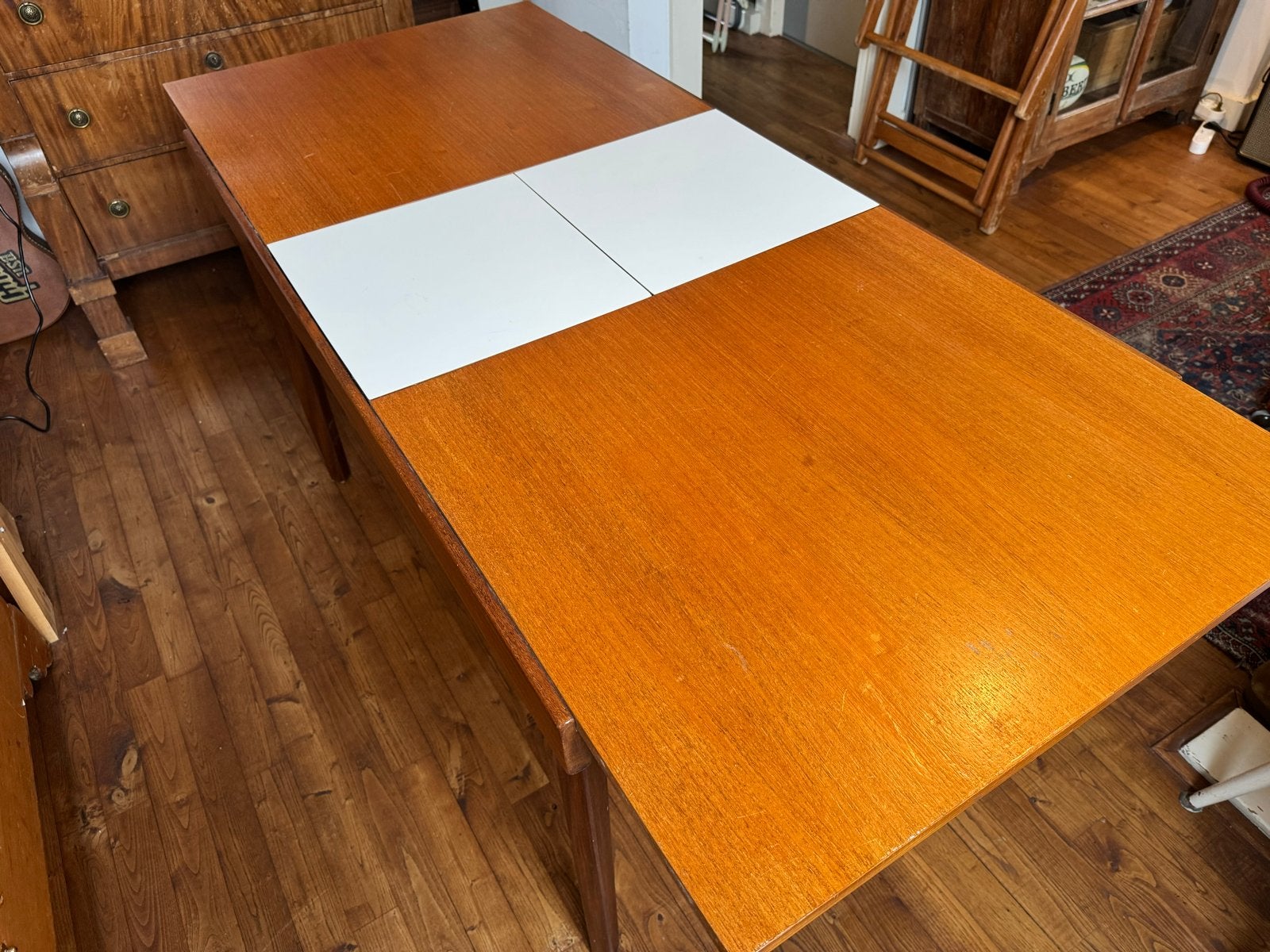 Eettafel Teak Vintage uitschuifbaar, Huis en Inrichting, Tafels | Eettafels, Ophalen, Gebruikt, Teakhout, 50 tot 100 cm