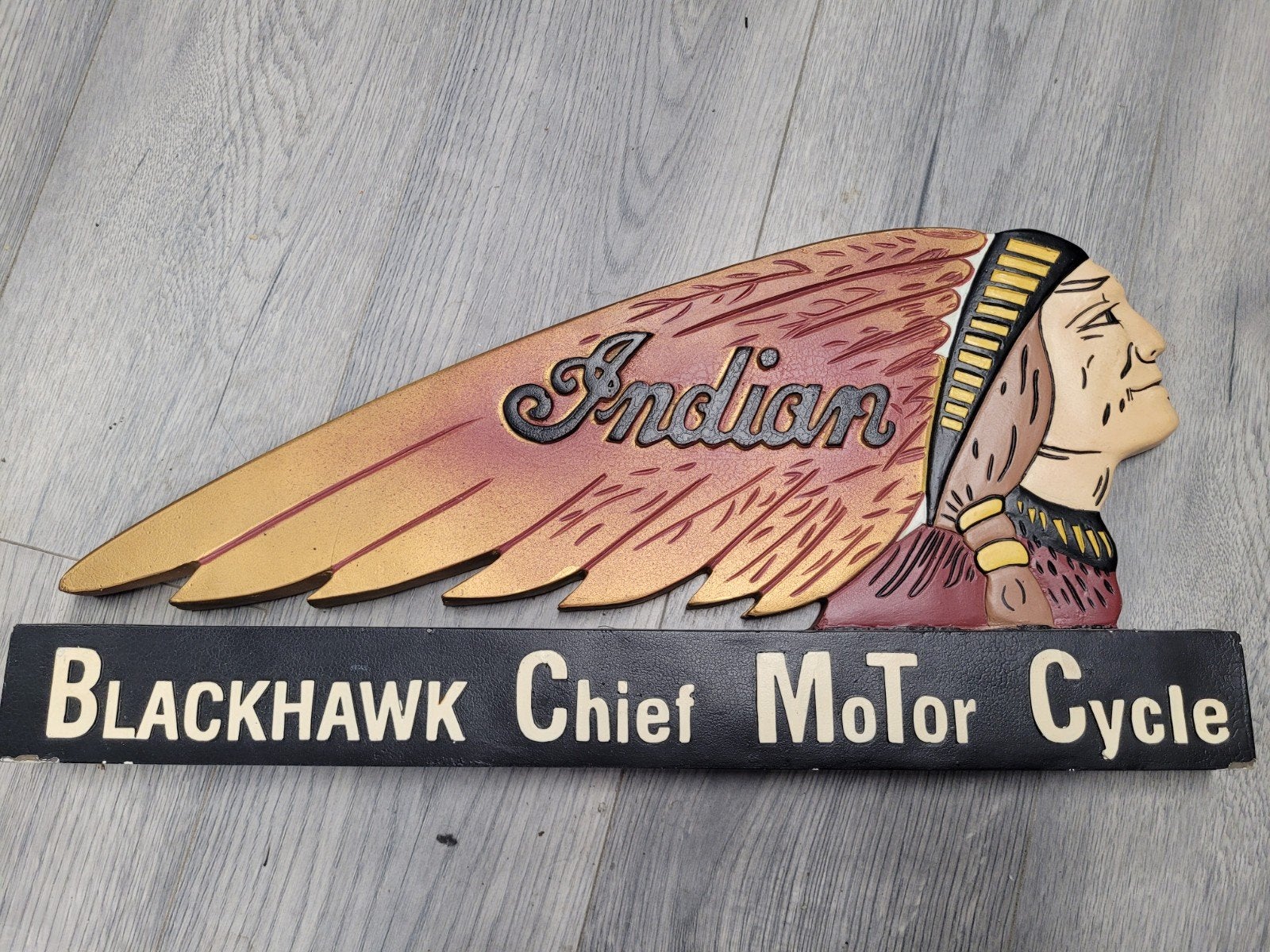 Indian decoratie bord Blackhawk Chief Motor Cycle, Ophalen of Verzenden