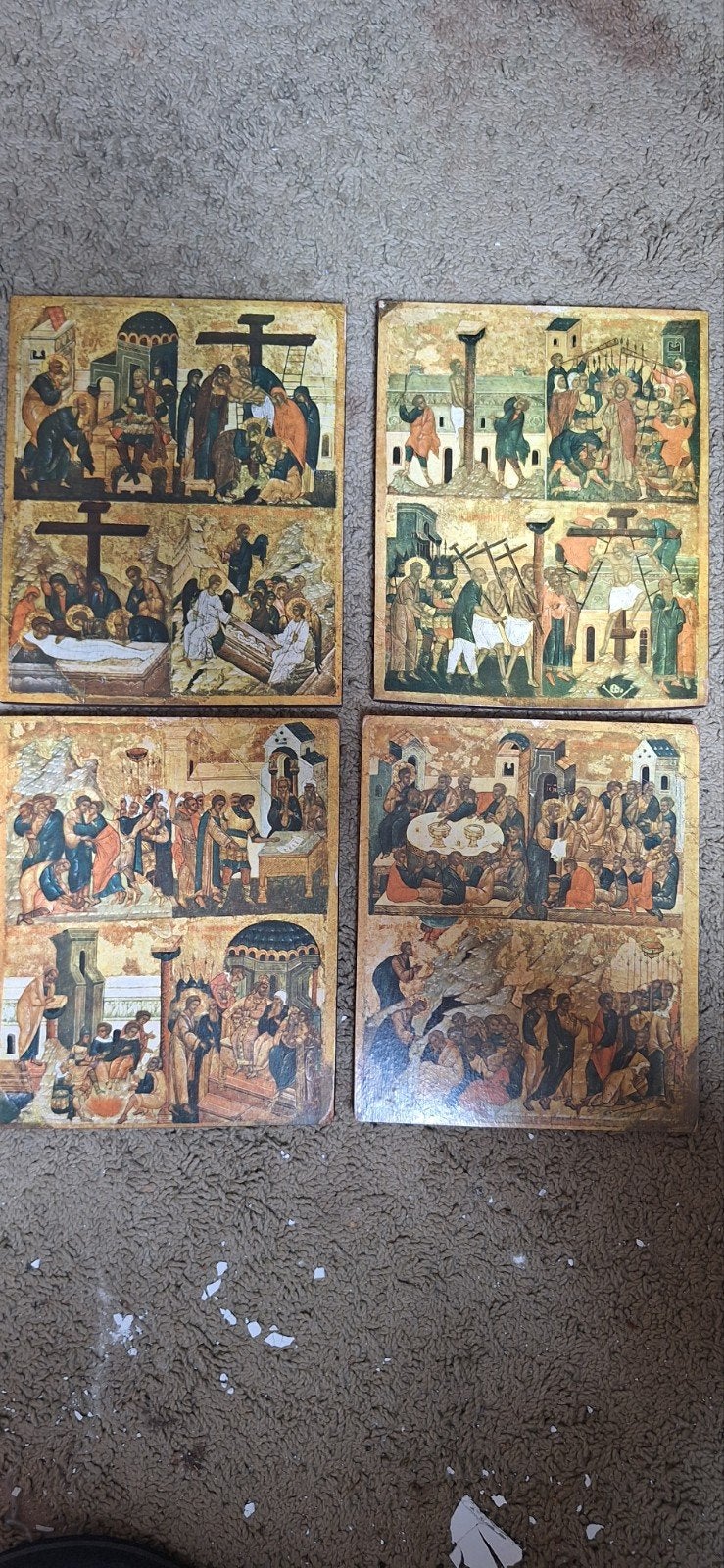 Set van 4 Russische iconen - 16e eeuw, Antiek en Kunst, Antiek | Religie, Ophalen