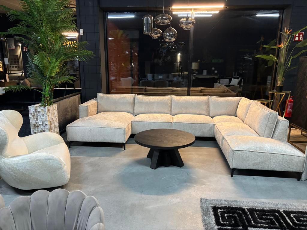 Ruime loungebank crème kleur, Huis en Inrichting, Banken | Bankstellen, 250 tot 300 cm, 100 tot 125 cm, Hoekbank, Nieuw