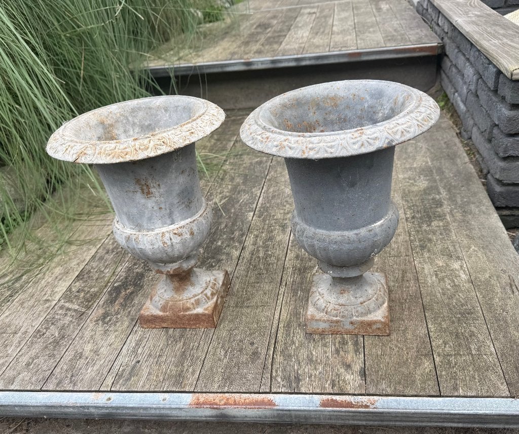 gietijzeren tuinpotten, Tuin en Terras, Ophalen, Gebruikt, Rond, Metaal