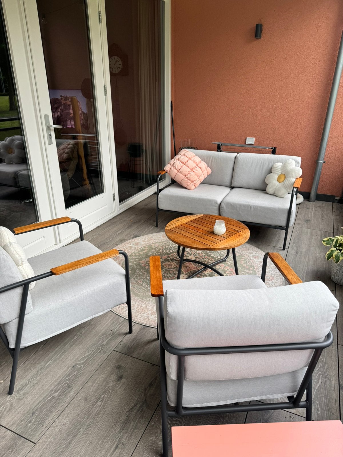 Lounge set voor in kleine tuin of op balkon, Tuin en Terras, Ophalen, 4 zitplaatsen, Gebruikt, Aluminium
