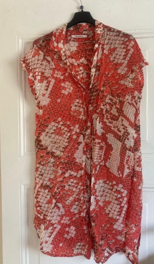 Vanilia tuniek/jurk maat 40, zachte cupro stof, Maat 38/40 (M), Oranje, Ophalen of Verzenden, Gedragen