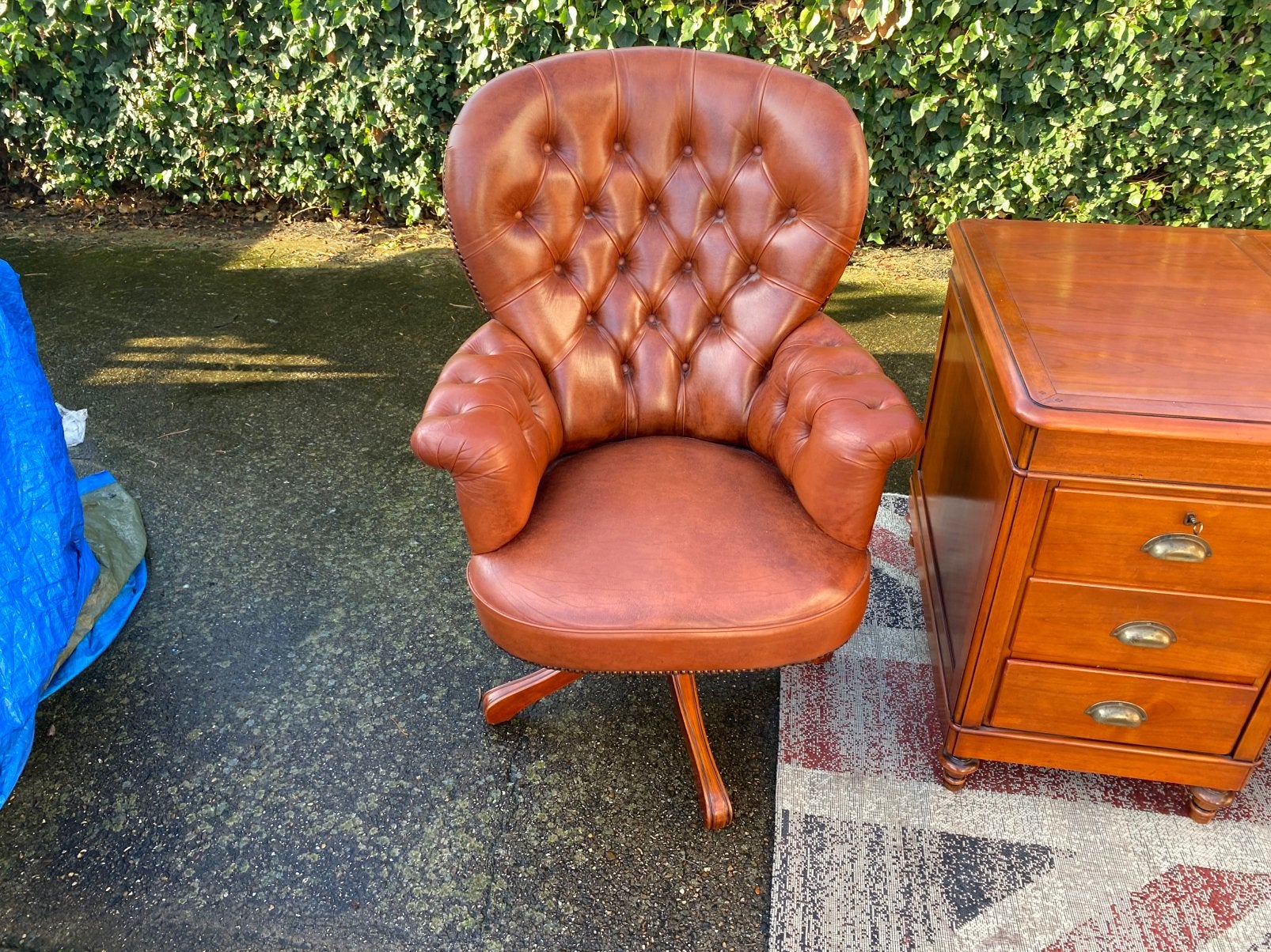 Hoge Chesterfield leren Bureau stoel !!!, Antiek en Kunst, Ophalen