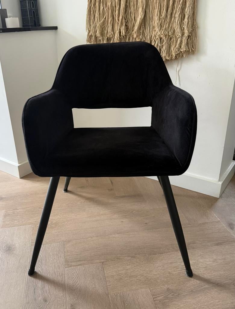 6 Eetkamerstoelen, model Vera zwart, Huis en Inrichting, Stoelen, Ophalen, Zwart, Zo goed als nieuw, Vijf, Zes of meer stoelen