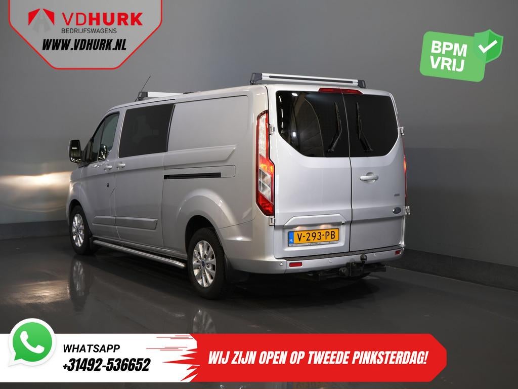 Ford Transit Custom 2.0 TDCI 130 pk L2 Limited DC Dubbel Cab, Stof, Gebruikt, Euro 6, 4 cilinders