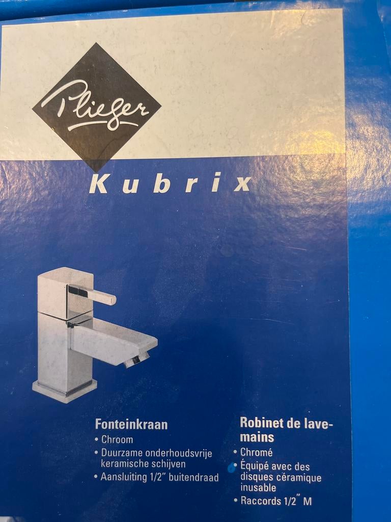 Plieger Kubrix fonteinkraan nieuw - Zware kwaliteit, Ophalen of Verzenden, Nieuw, Chroom, Kraan