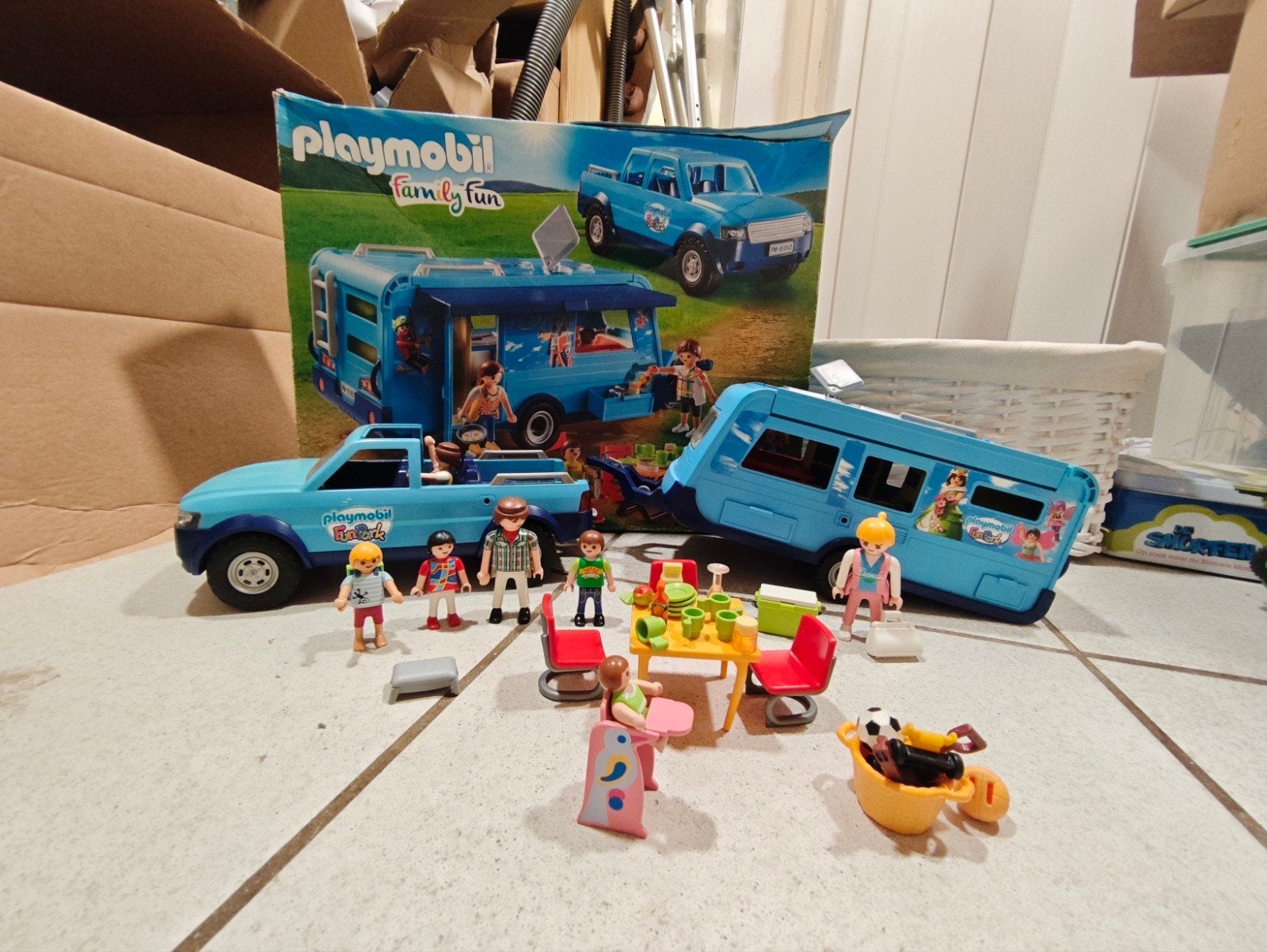 Playmobil Family Fun Camper met Pick-up Truck (9502), Gebruikt, Complete set, Voertuig, Family fun