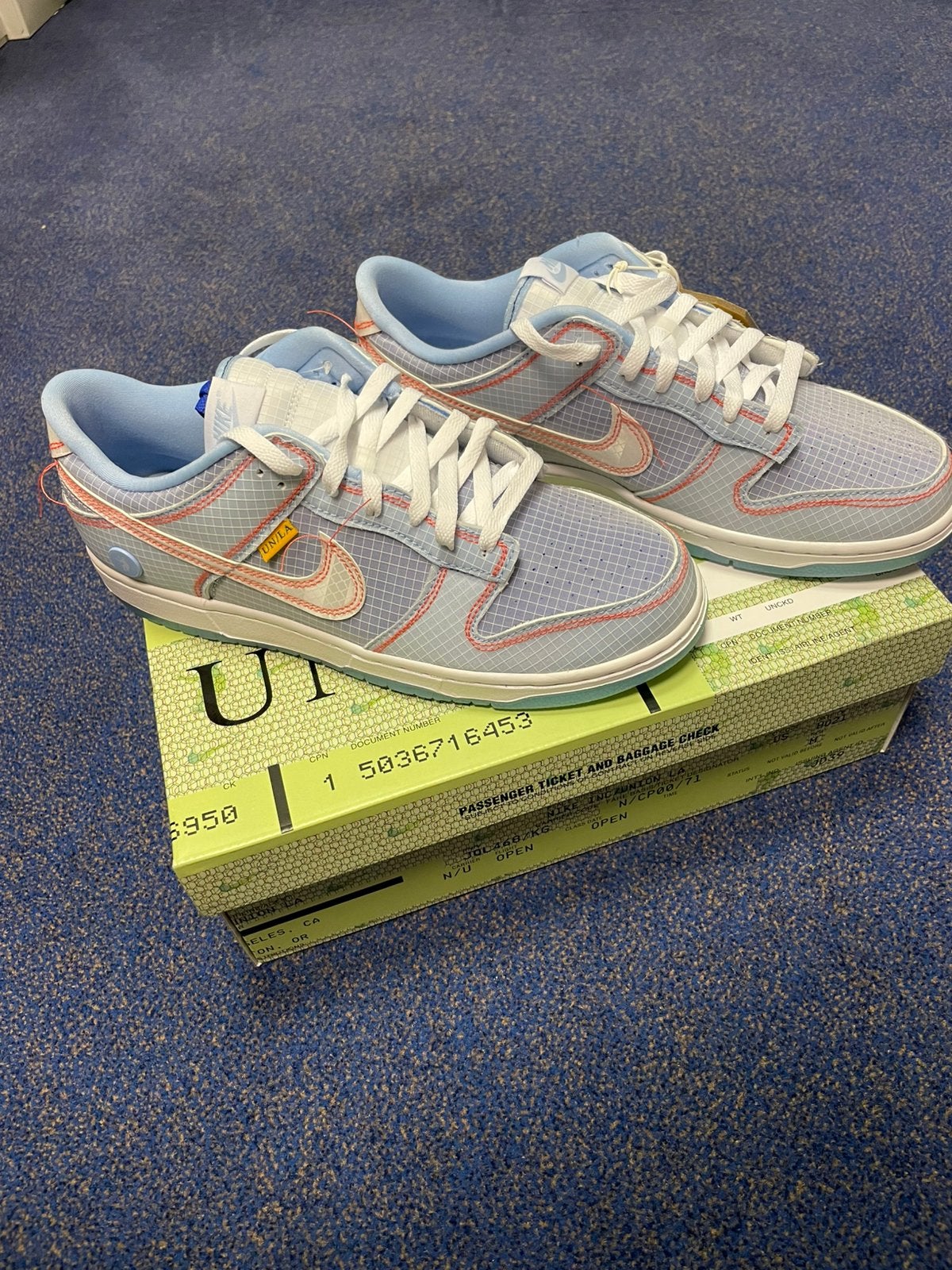 Nike dunk low union passport pack argon 44 eu, Blauw, Nieuw, Ophalen of Verzenden, Sneakers of Gympen