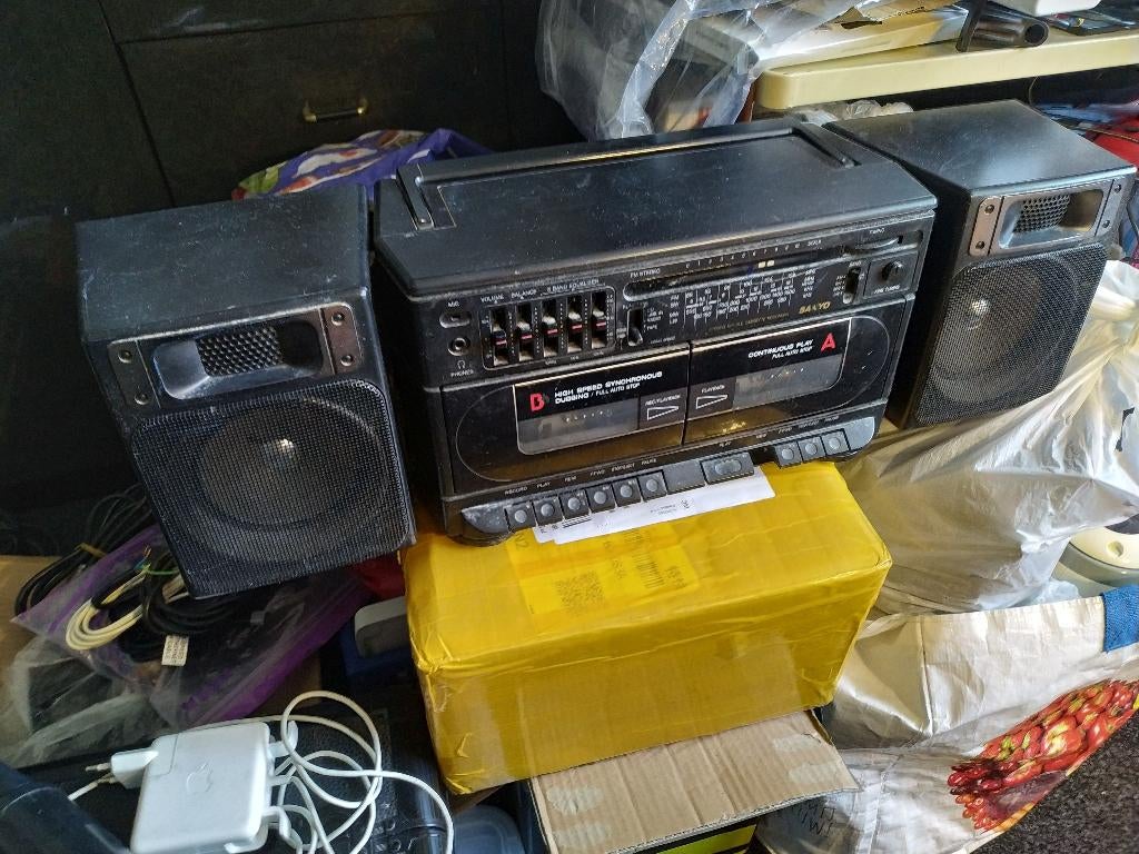 Stereo Sadio dubbele cassetterecorder SANYO MW171, Ophalen of Verzenden, Gebruikt, Tuner of Radio, Overige merken