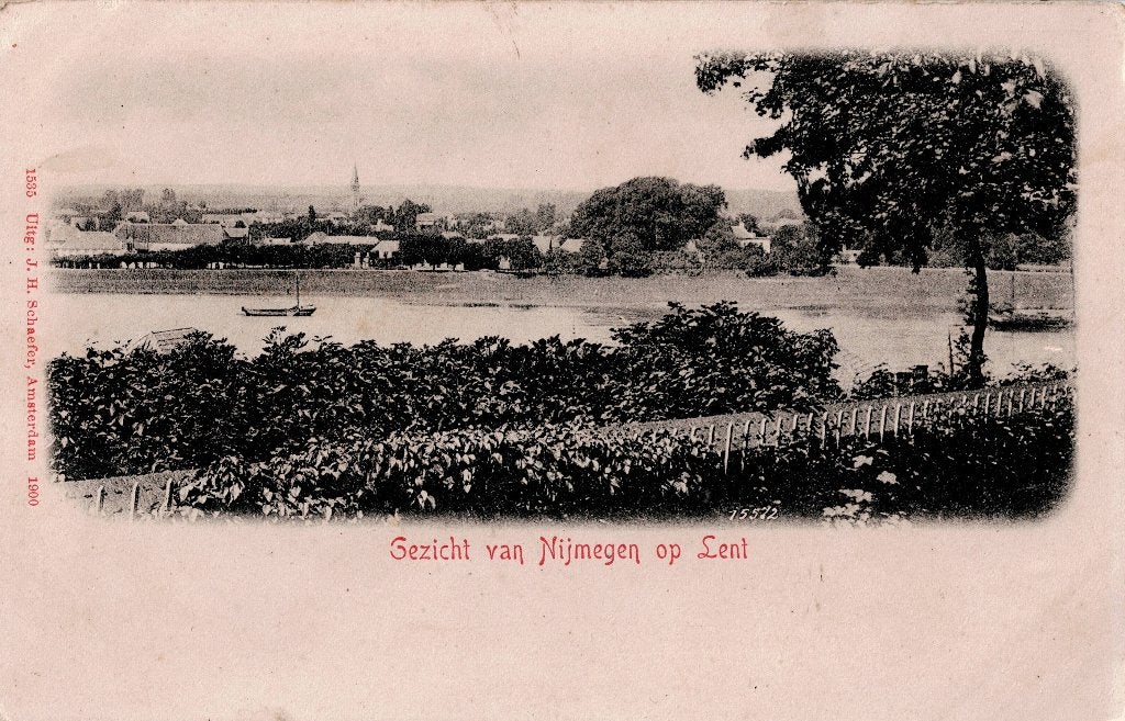 Nijmegen – Gezicht op Lent., Verzamelen, Ansichtkaarten | Nederland, Ophalen of Verzenden, Voor 1920, Ongelopen, Gelderland
