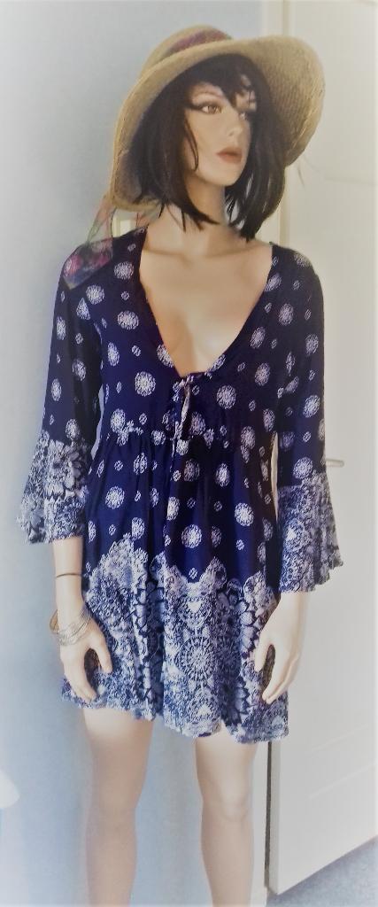 Zomerjurkje / tuniek IBIZA style (Bohemian), Ophalen of Verzenden, Zo goed als nieuw, Maat 36 (S), Blauw