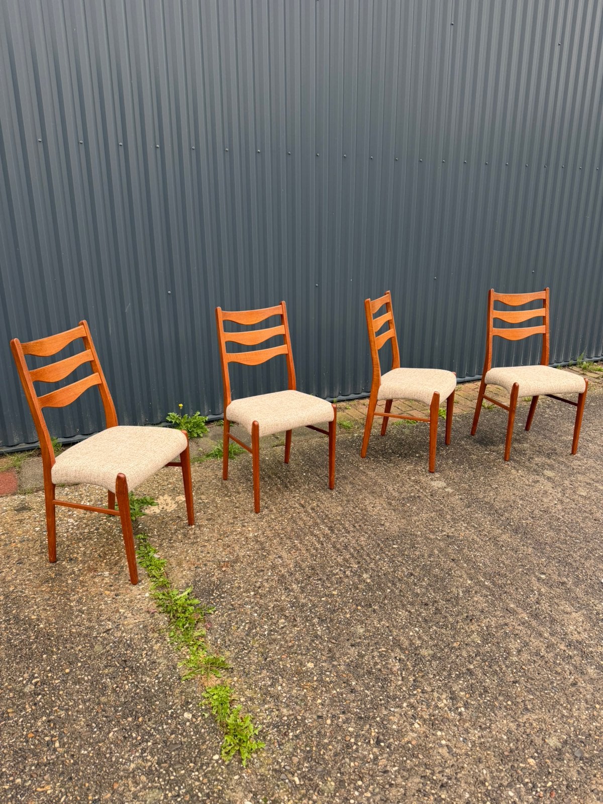 4 x vintage stoel eetkamerstoel deens, Ophalen, F, Gebruikt, Vier