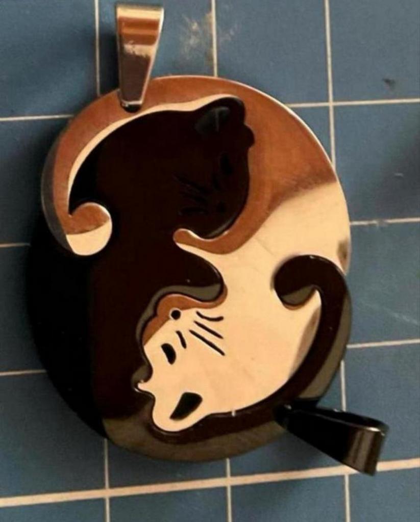 Ketting met hanger katten, Ophalen of Verzenden, Zo goed als nieuw, Zilver, Overige materialen