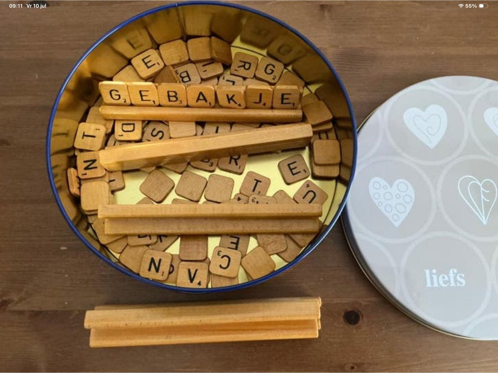 Houten scrabble spel., Ophalen of Verzenden