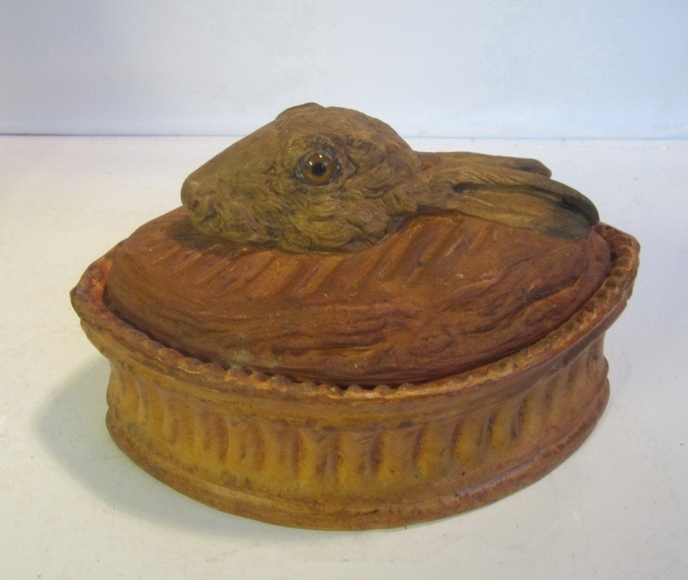 Antieke Pillivuyt patépot, terrine, konijn, glazen oogjes, Ophalen of Verzenden
