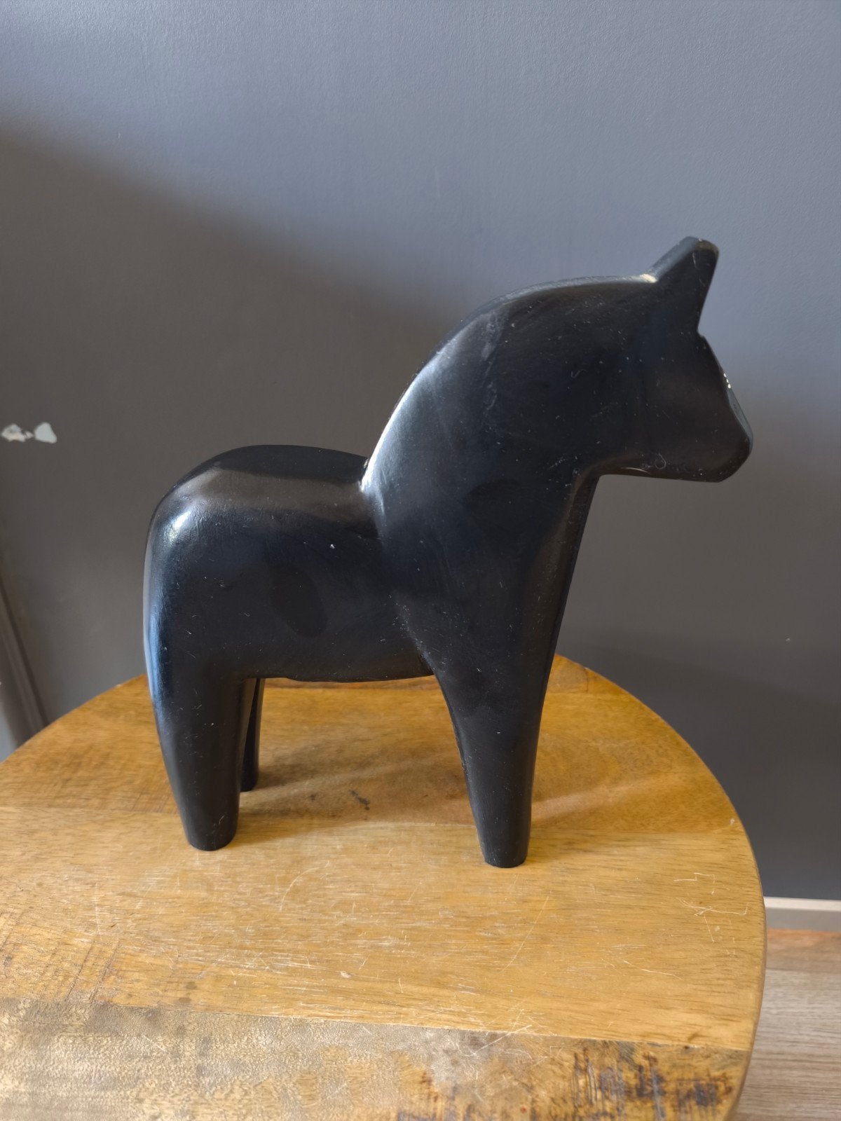 Vintage Ikea Dala Paard - Zwart Houten Sculptuur, Ophalen of Verzenden