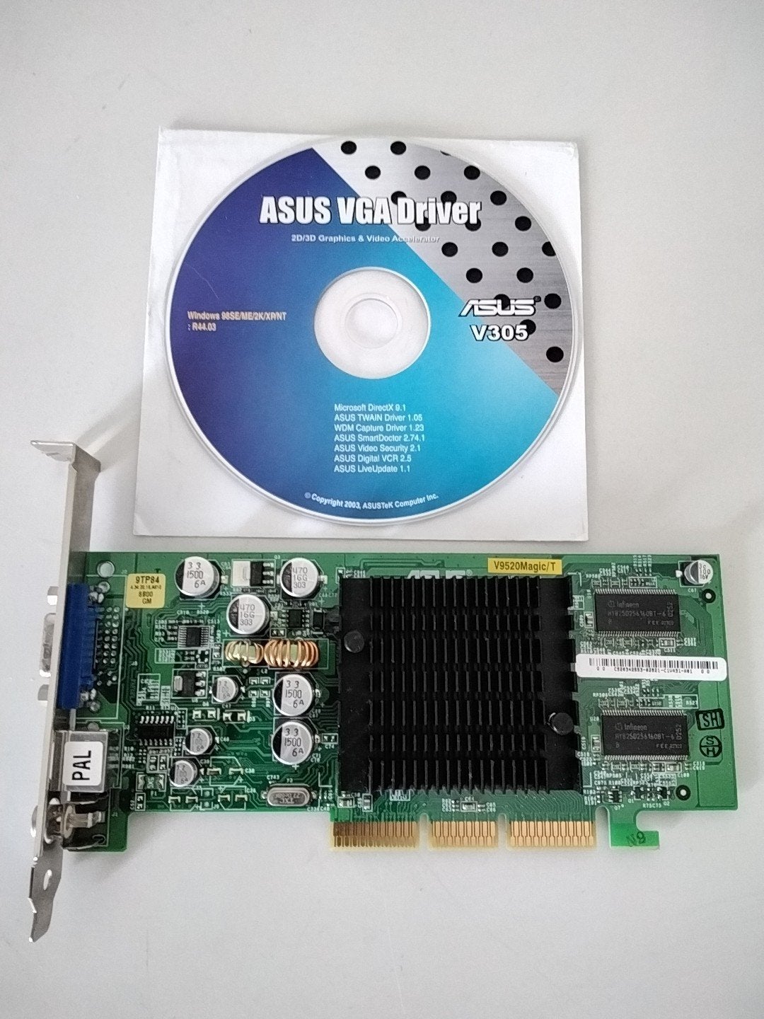 AGP videokaart ASUS V9520 inclusief driver disk, Ophalen of Verzenden