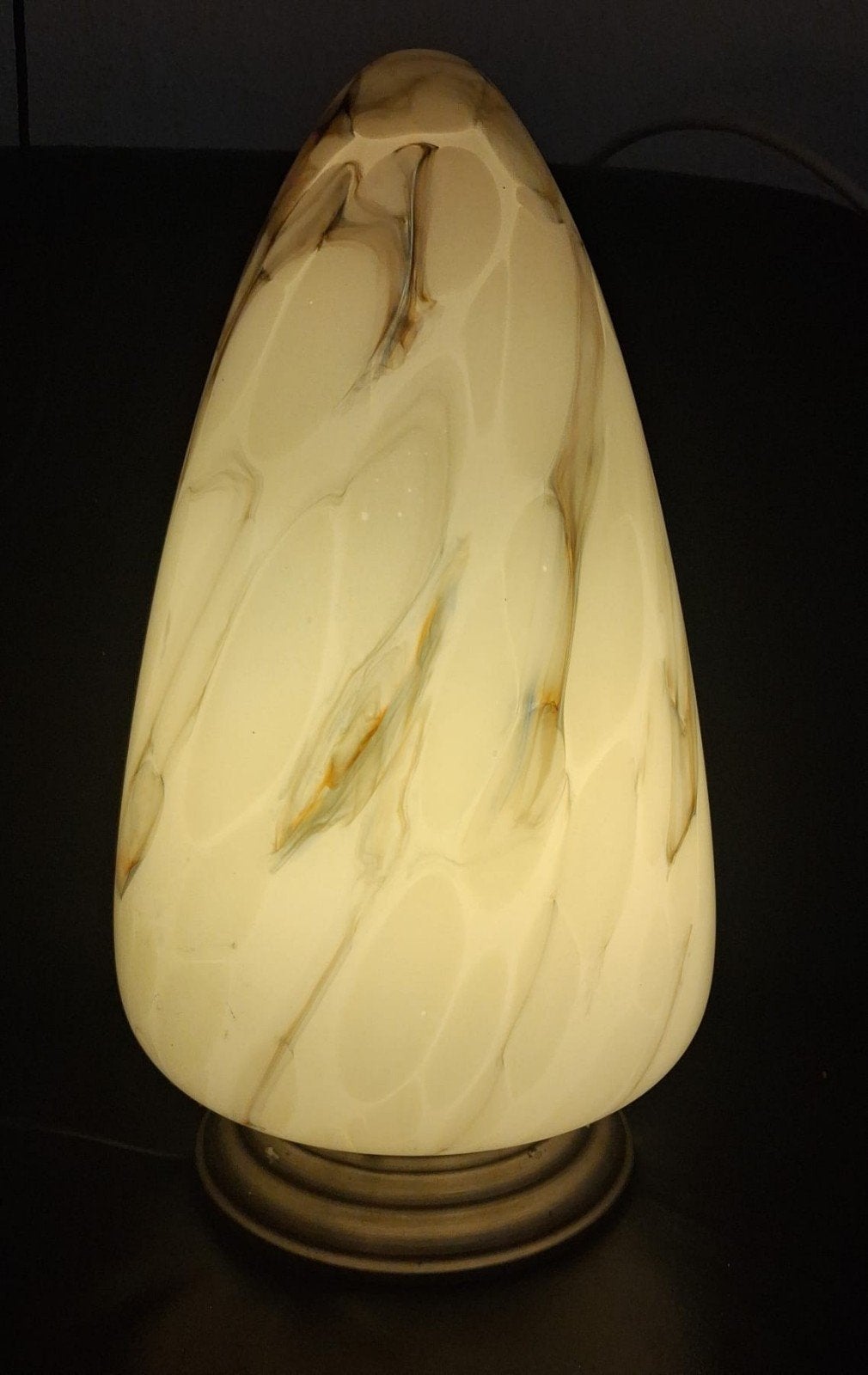 Vintage Art Deco Tafellamp gemarmerd Opalineglas, Ophalen of Verzenden
